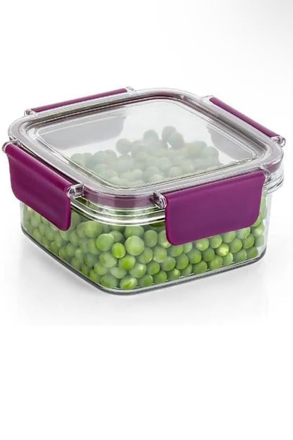 Airtight Flat Storage Containers Set for Kitchen – BPA-Free, Freezer Safe, 450 ml, Purple (Pack of 4) for Pantry Organization