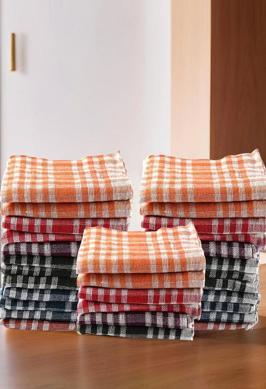 Check Style Kitchen & Cleaning Multipurpose Cloth Set of 12 (Black) – Soft, Durable, and Machine Washable