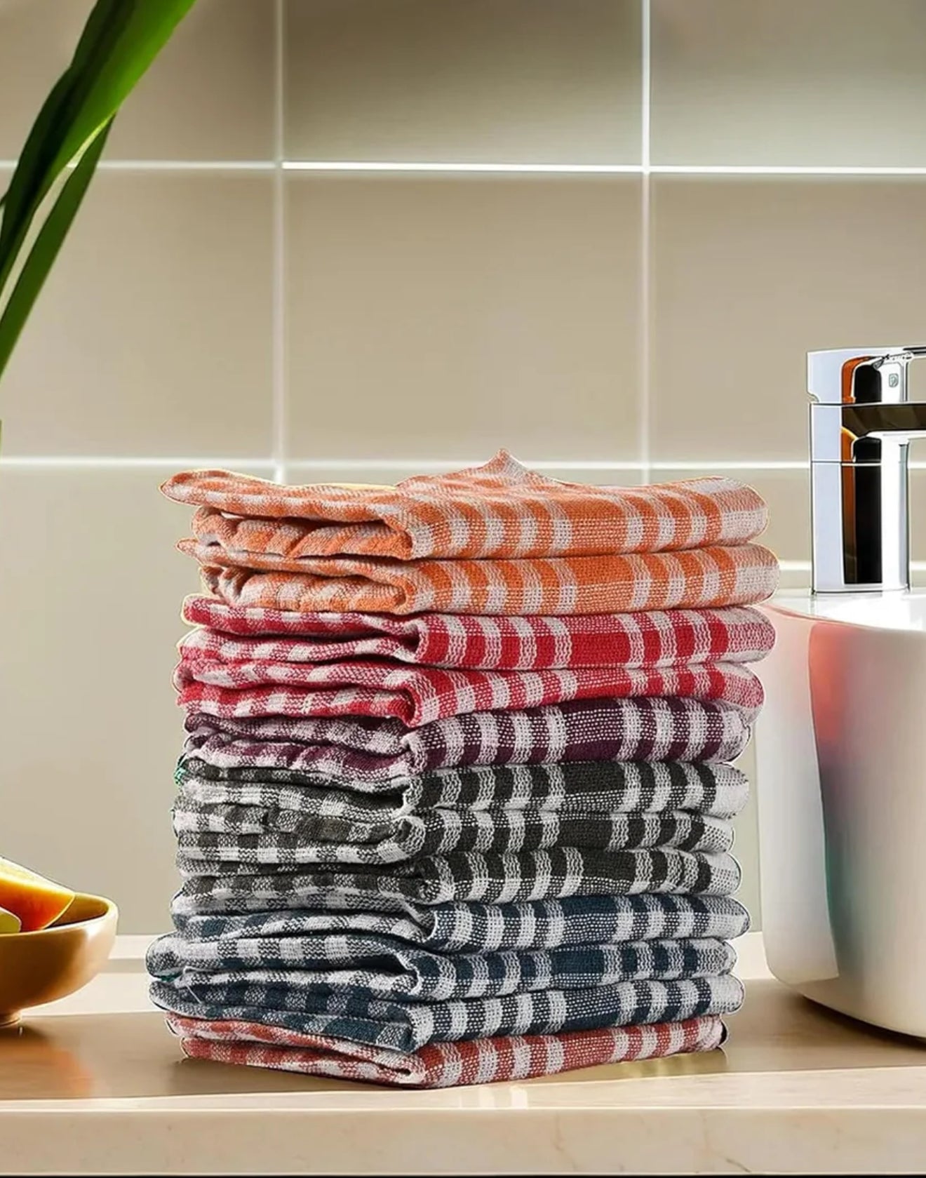 Check Style Kitchen & Cleaning Multipurpose Cloth Set of 12 (Pink) – Soft, Durable, and Machine Washable