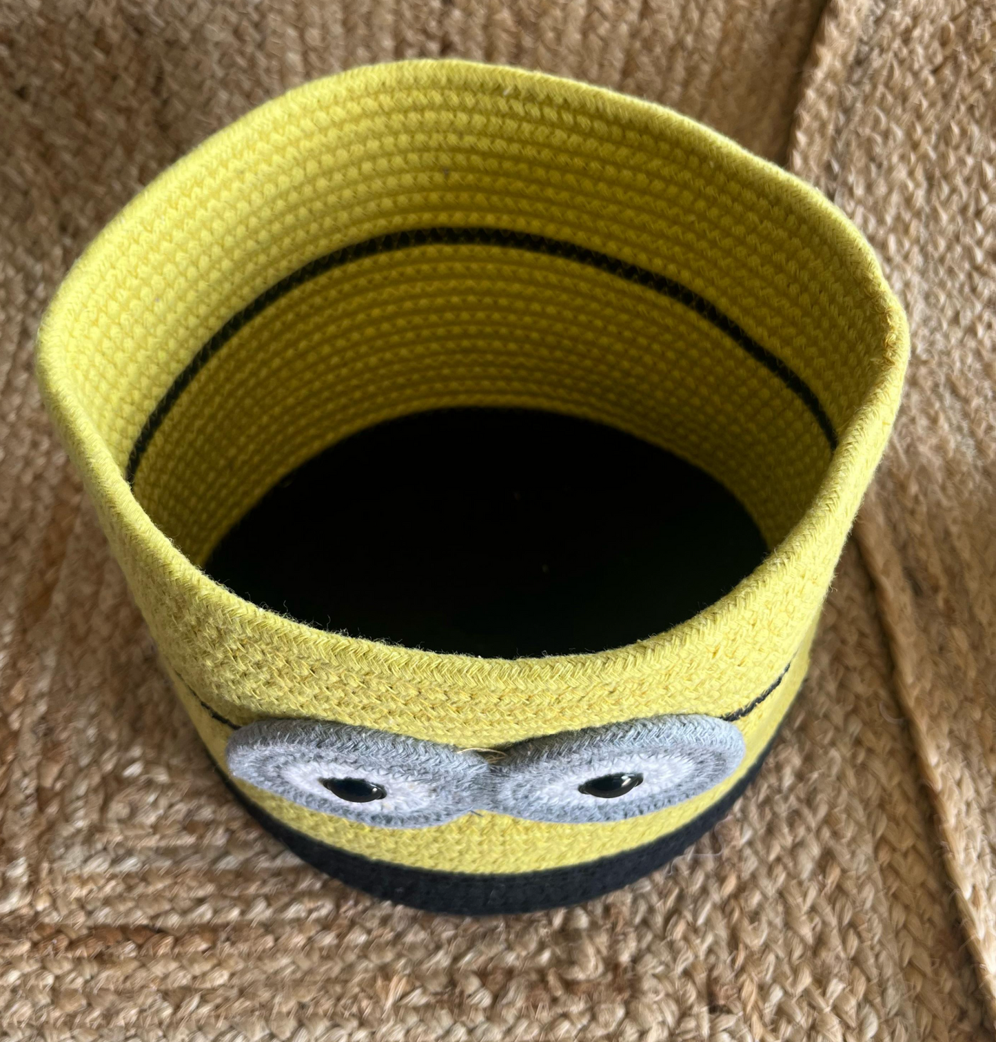 Minion Jute Round Basket Storage Organizer- Eco-Friendly and Washable
