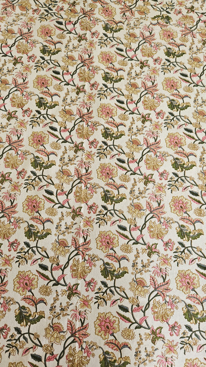 Handblock Floral Print Double Bedsheet (Yellow and Orange)