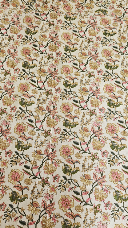 Handblock Floral Print Double Bedsheet (Yellow and Orange)