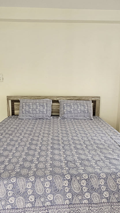 Pastel Blue Double Bedsheet with 2 Pillow Cover