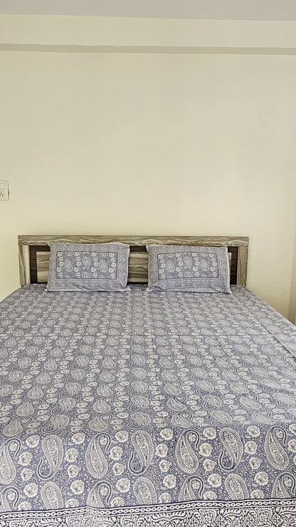 Pastel Blue Double Bedsheet with 2 Pillow Cover