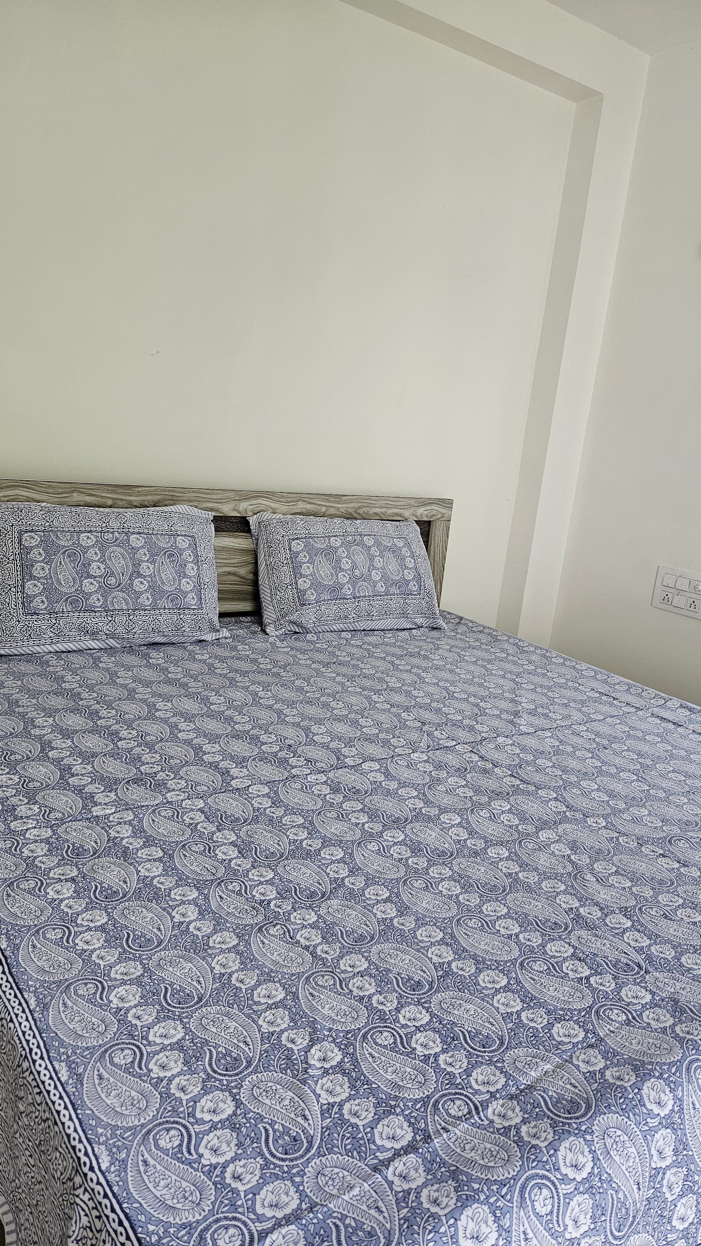 Pastel Blue Double Bedsheet with 2 Pillow Cover