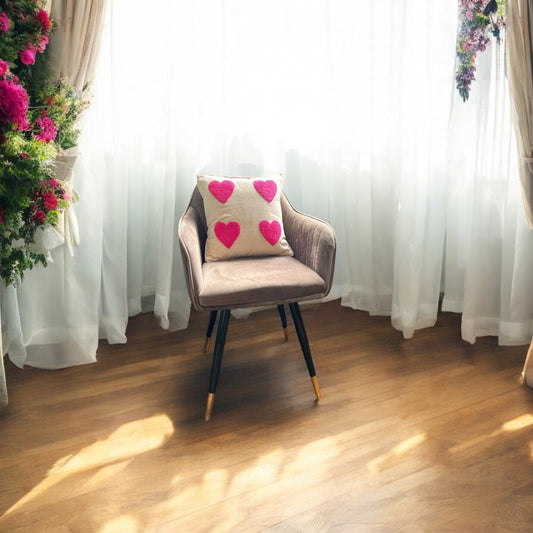 PINK HEART TUFTED CUSHION COVER