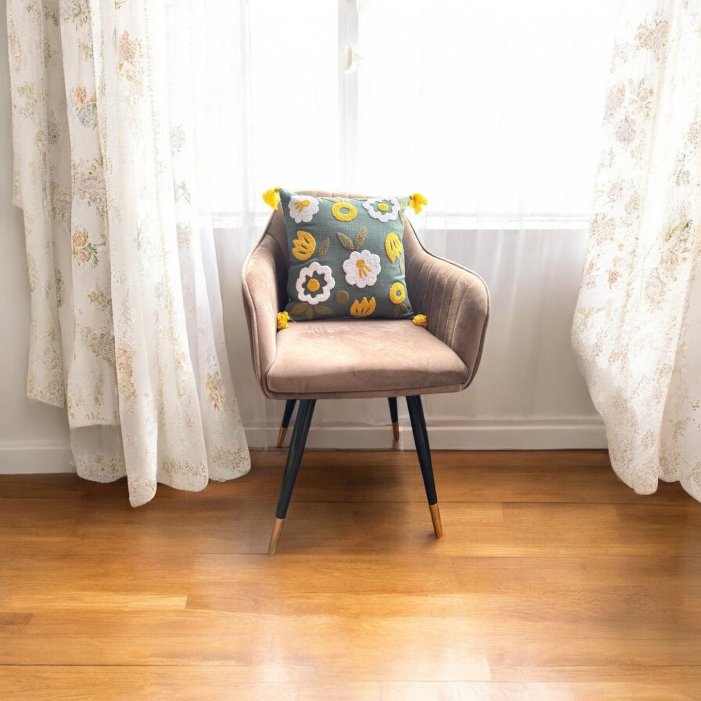 Green Tufted Cushion Cover