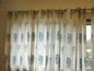 White Handblock Curtain with Blue and Green floral pattern 2