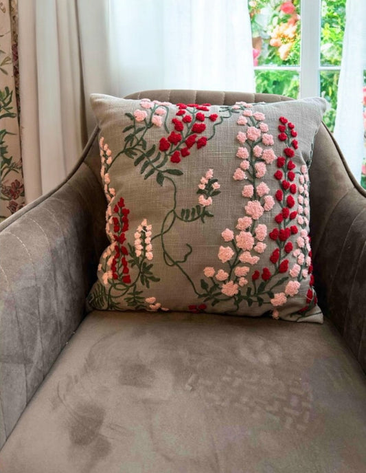 GRAY TUFTED CUSHION COVER