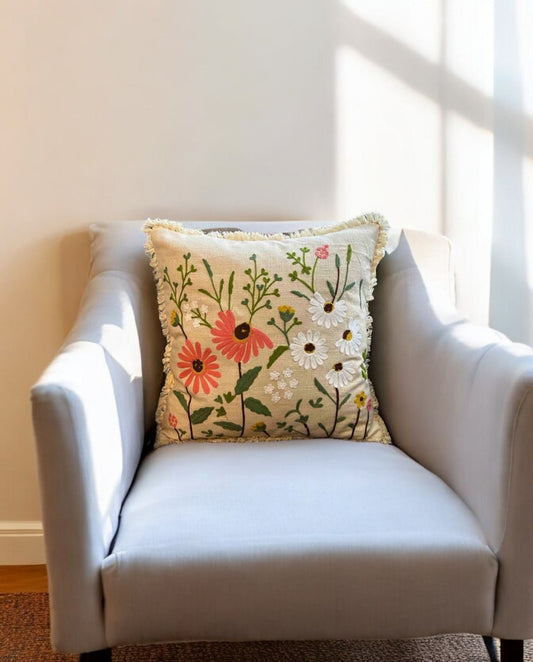FRILL AND FLOWER CUSHION COVER