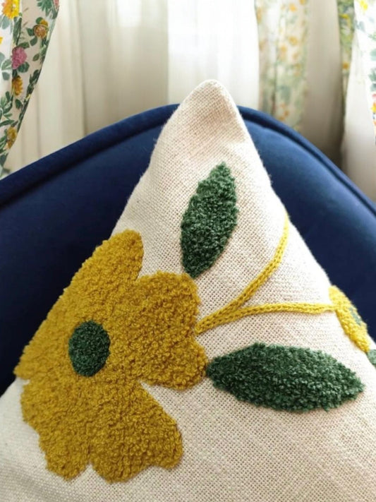 FLORAL EMBROIDERY CUSHION COVER