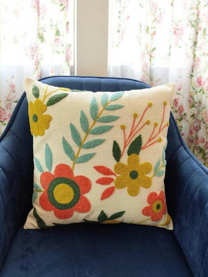 FLORAL EMBROIDERY CUSHION COVER