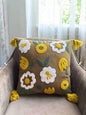 GREEN AND YELLOW TUFTED CUSHION COVER