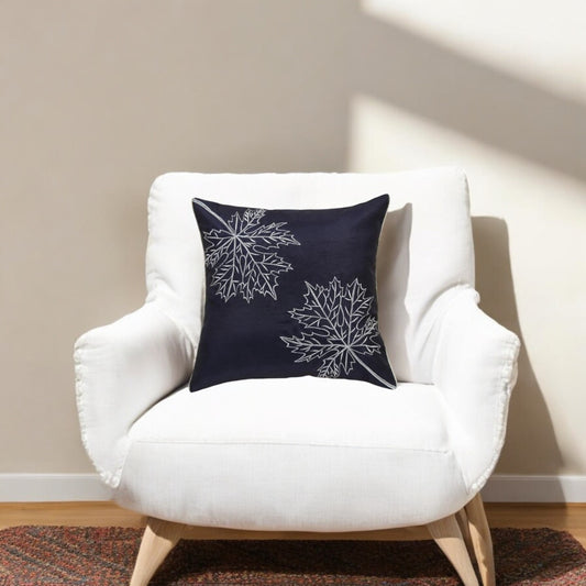 ROYAL BLUE SILK ZARI EMBROIDERY CUSHION COVER