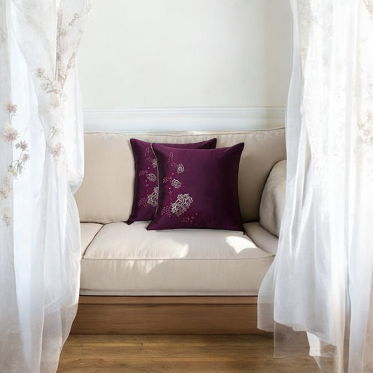 PURPLE SILK CUSHION COVER