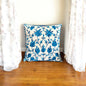 Cushion Cover Jute, Blue Kashmiri Embroidery