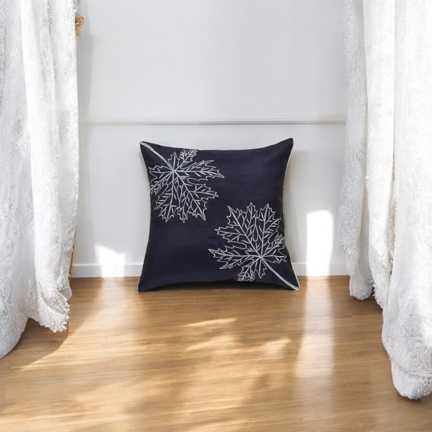 ROYAL BLUE SILK ZARI EMBROIDERY CUSHION COVER