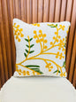 Yellow jute cotton embroidery cushion cover