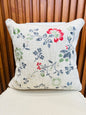 Light floral jute cotton cushion cover