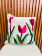 Tulip jute cotton embroidery cushion cover