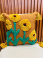 Jute cotton Tassle yellow boho Cushion cover