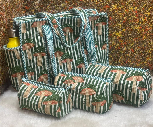 Green Mushroom Tote Bag