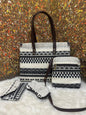 White and Black Tote Bag set