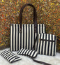White and Black Stripes tote bag set