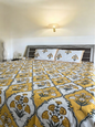 Handblock Yellow and White Patchwork Double Bedsheet