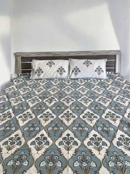Handblock Printed Abstract Pattern Double Bedsheet