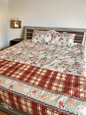 Floral and Check Double Bedsheet with 2 Pillow Cover