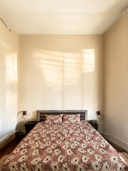 Beige Flower Double Bedsheet with 2 Quilted Pillows Covers