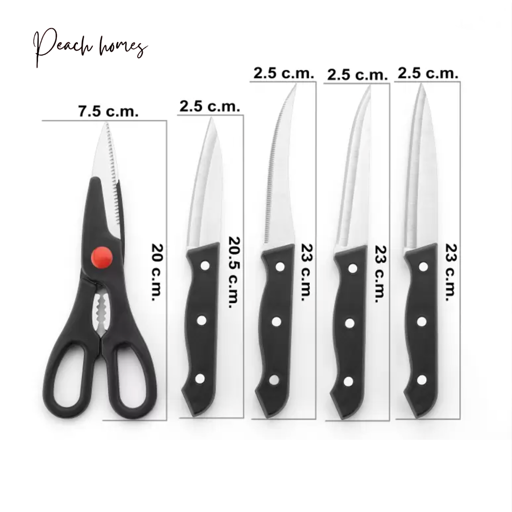 Wooden Knife Set (Set of 6 pcs) – High-Quality Stainless Steel Blades