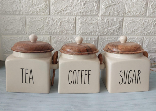 Ceramic Tea and Coffee Container Set of 2 – Airtight, Premium Ceramic, Stylish Storage for Tea and Coffee