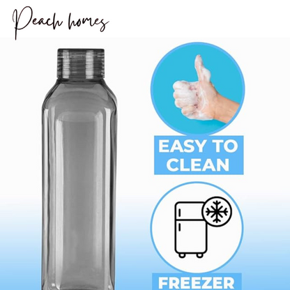 Plastic Transparent Black Water Bottle (Set of 6) – Reusable, Airtight, Eco-Friendly Water Storage