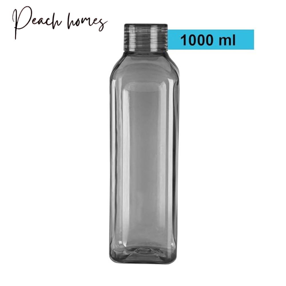 Plastic Transparent Black Water Bottle (Set of 6) – Reusable, Airtight, Eco-Friendly Water Storage