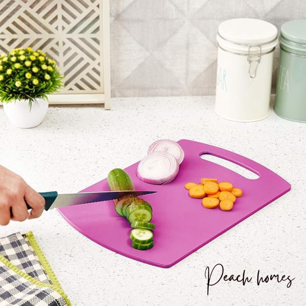 Plastic Chopping Board (Pink) – Durable, Non-Porous, Ideal for Vegetable Chopping, 25x36 cm