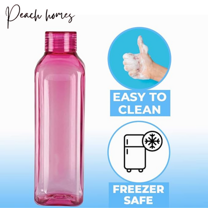 Plastic Transparent Pink Water Bottle (Set of 6) – Reusable, Leak-Proof, Eco-Friendly Hydration Bottles