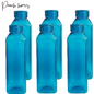 Plastic Transparent Blue Water Bottle (Set of 6) – Reusable, Durable, Eco-Friendly Water Storage