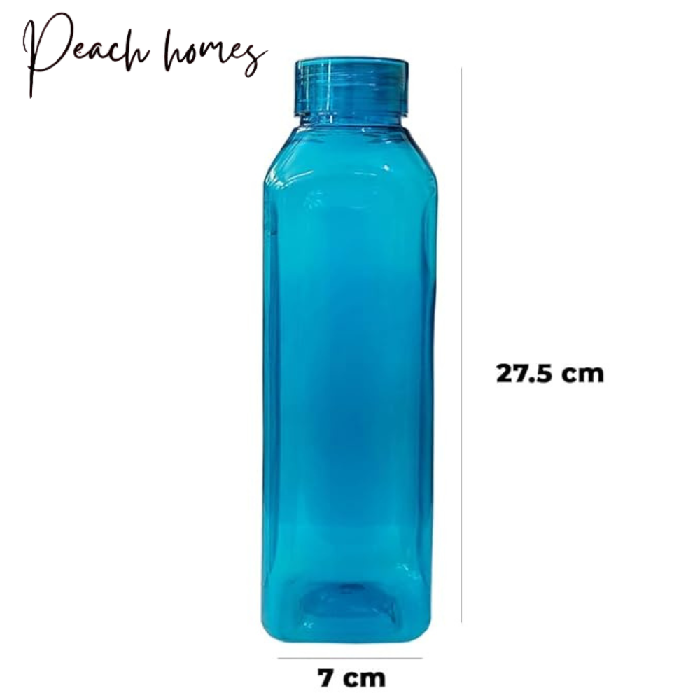 Plastic Transparent Blue Water Bottle (Set of 6) – Reusable, Durable, Eco-Friendly Water Storage