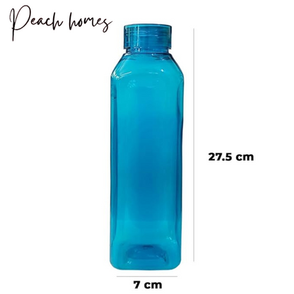 Plastic Transparent Blue Water Bottle (Set of 6) – Reusable, Durable, Eco-Friendly Water Storage