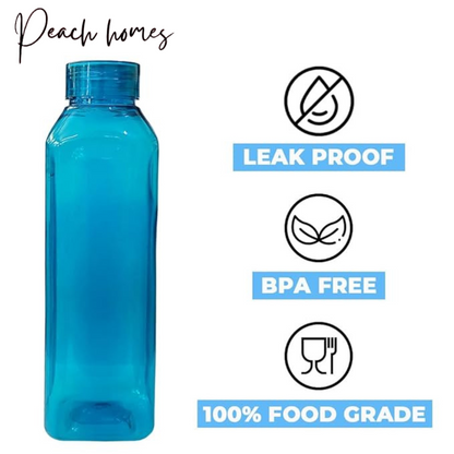 Plastic Transparent Blue Water Bottle (Set of 6) – Reusable, Durable, Eco-Friendly Water Storage