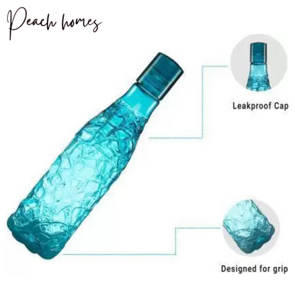 Plastic Transparent Mosaic Blue Water Bottle (Set of 6) – Reusable, Airtight, Eco-Friendly Water Storage