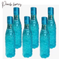 Plastic Transparent Mosaic Blue Water Bottle (Set of 6) – Reusable, Airtight, Eco-Friendly Water Storage