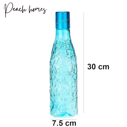 Plastic Transparent Mosaic Blue Water Bottle (Set of 6) – Reusable, Airtight, Eco-Friendly Water Storage