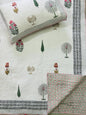 White Decorative Handblock Quilted Reversible Bedcover with 2 Pillow Covers – Elegant and Eco-Friendly Bedroom Décor