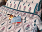 Handblock Quilted Reversible Blue Bedcover with 2 Pillow Covers