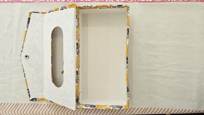 Yellow Floral Handblock Tissue Box
