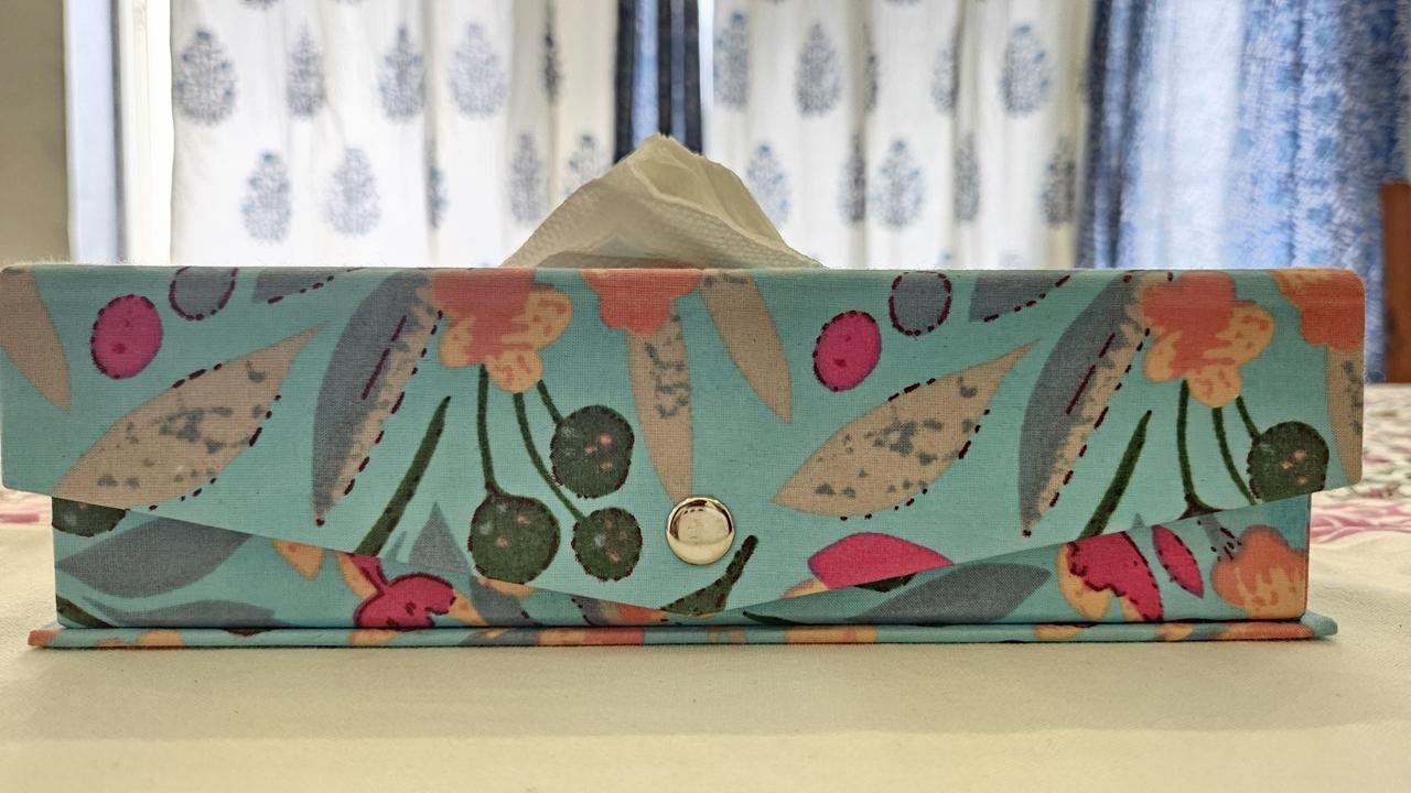 Green Floral Handblock Tissue Box