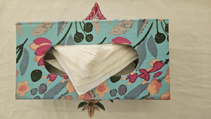 Green Floral Handblock Tissue Box